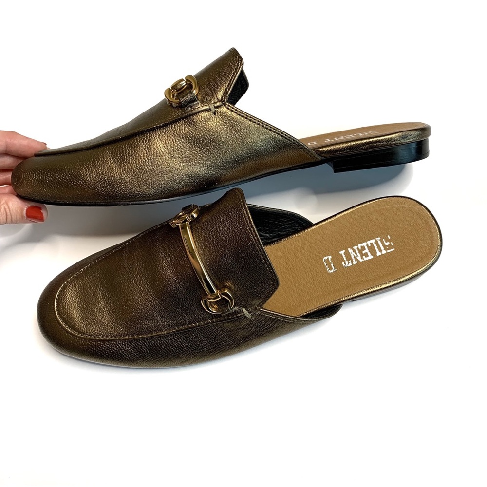 Silent D Bronze Metallic Leather Mule Slide
